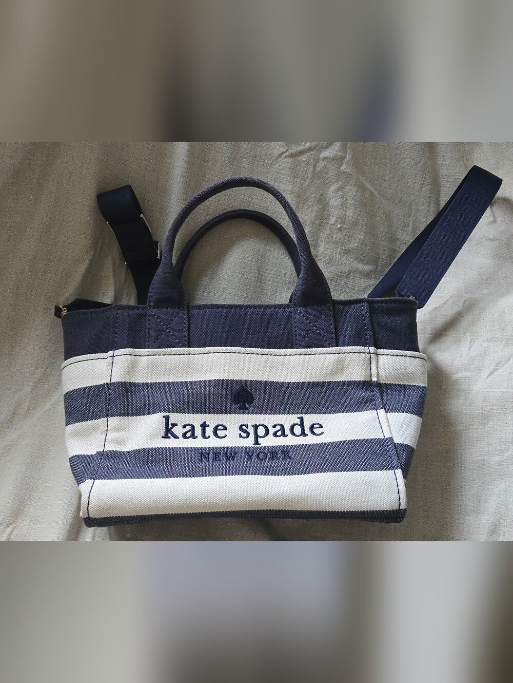 Kate Spade Navy and White Striped Canvas Tote